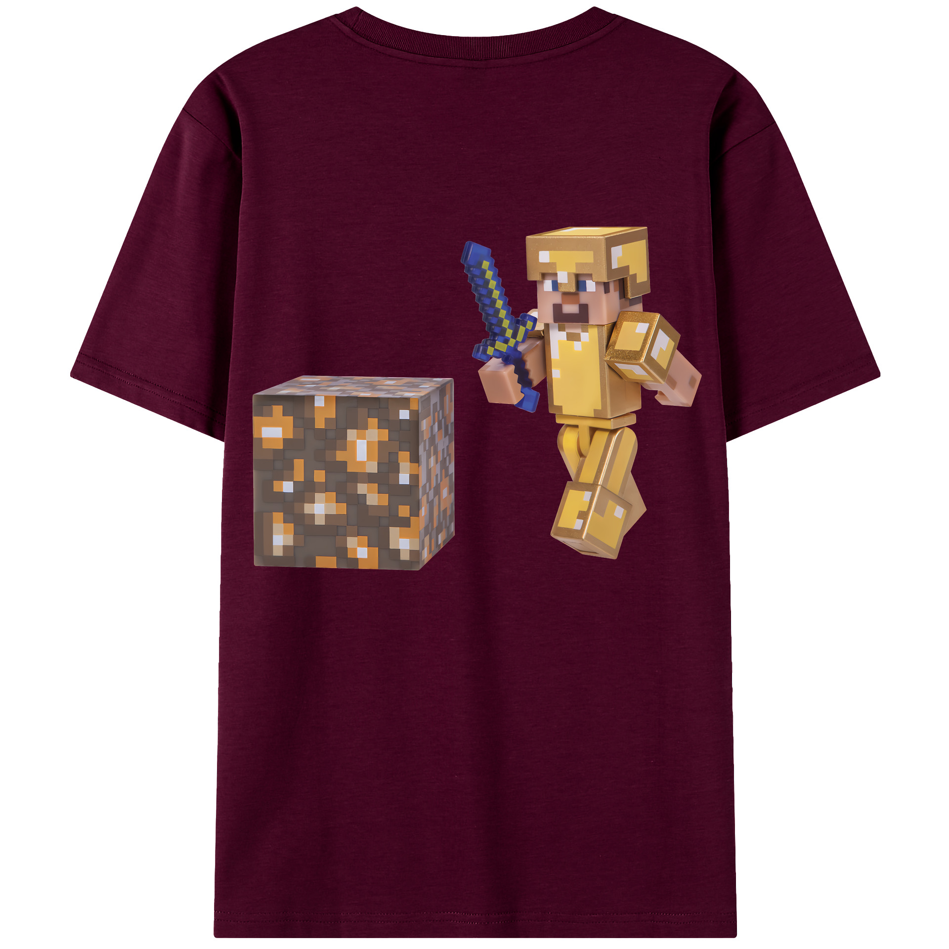 （画像用） マインクラフト ブロックの世界 Minecraft MC Block world レディース半袖Tシャツ(バックプリント)